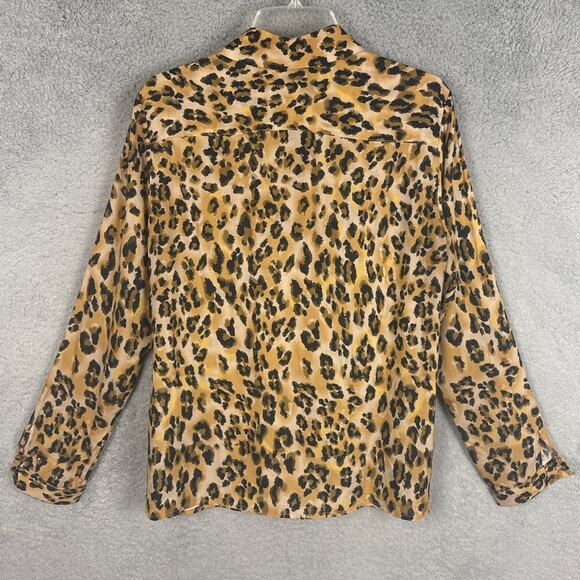 Leylie Los Angeles Go To Button Up Shirt Animal Print Italian Rayon Tailored Fit - Picture 4 of 11